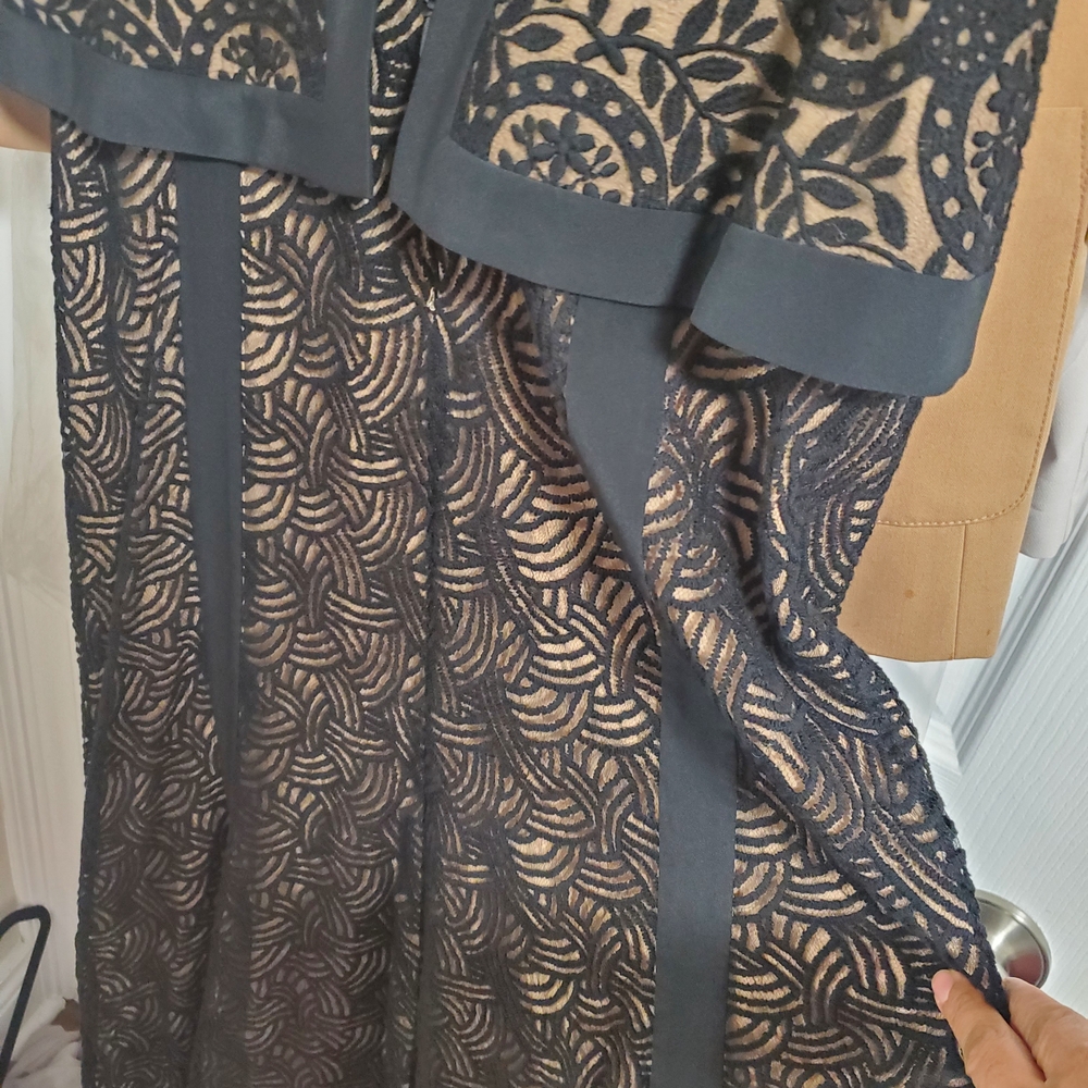 BCBGMaxAzria Elegant Black Sheer Lace Gown - Picture 4 of 11